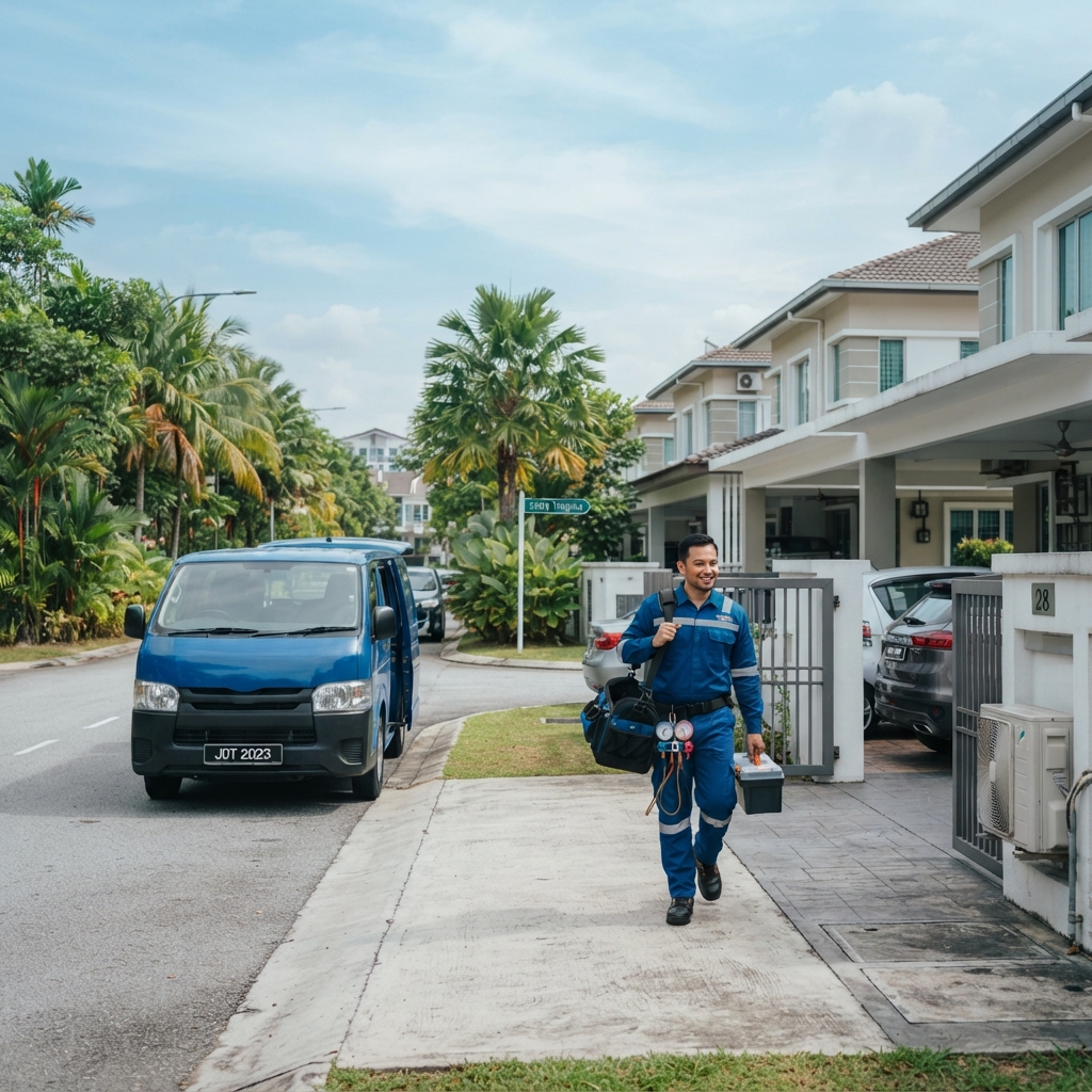 Aircon Master service van on the way to a customer in Johor Bahru